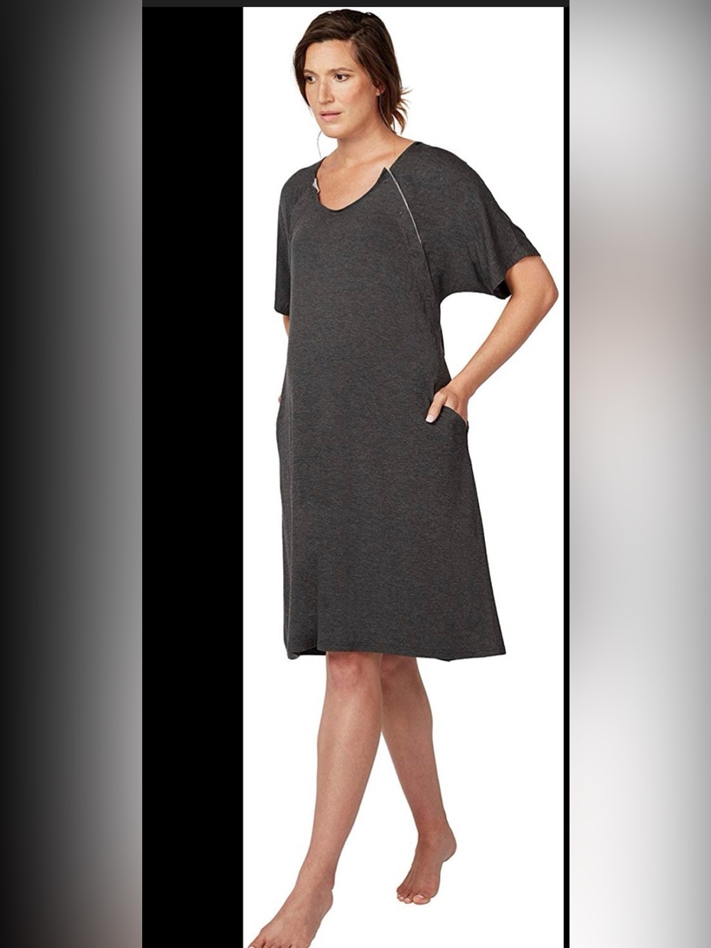 Frida Mom  Easy Fit Delivery and Nursing Gown Charcoal Like new , one size